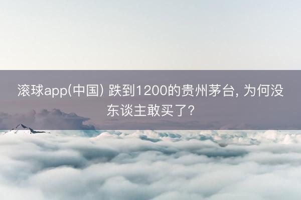 滚球app(中国) 跌到1200的贵州茅台， 为何没东谈主敢买了?